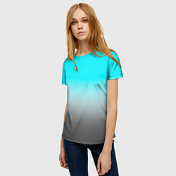 Футболка женская Серо-голубой светлый градиент, цвет: 3D-принт — фото 2
