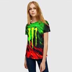 Футболка женская Monster energy огонь лого, цвет: 3D-принт — фото 2