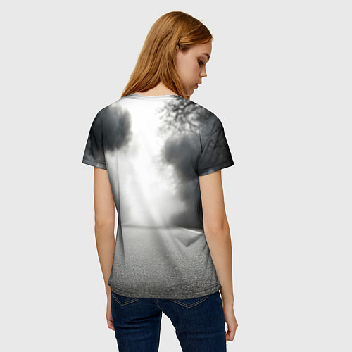 Женская футболка Шоссейный велосипед в черном дыму / 3D-принт – фото 4