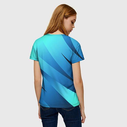 Женская футболка Сине-голубой абстрактные полосы / 3D-принт – фото 4