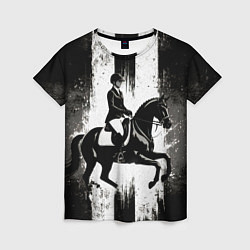 Женская футболка Конный спорт на черном