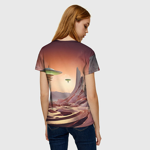 Женская футболка Фантастический инопланетный город / 3D-принт – фото 4