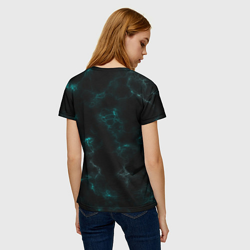 Женская футболка Color black turquoise / 3D-принт – фото 4