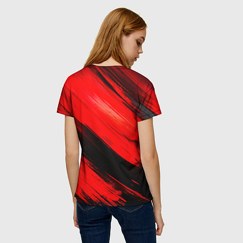 Женская футболка Юрий Хой красно-черный фон / 3D-принт – фото 4