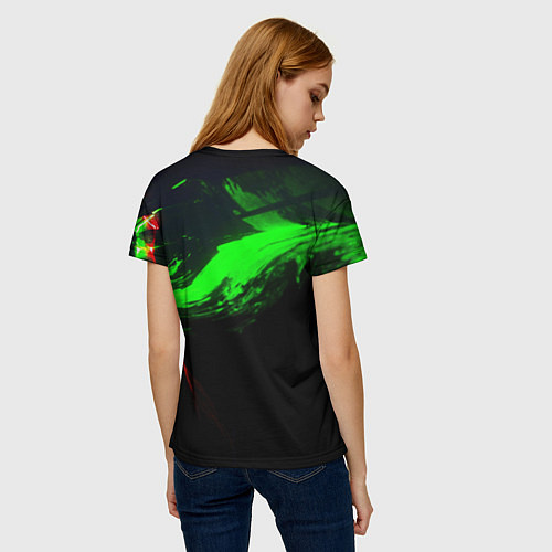 Женская футболка Color black green red / 3D-принт – фото 4