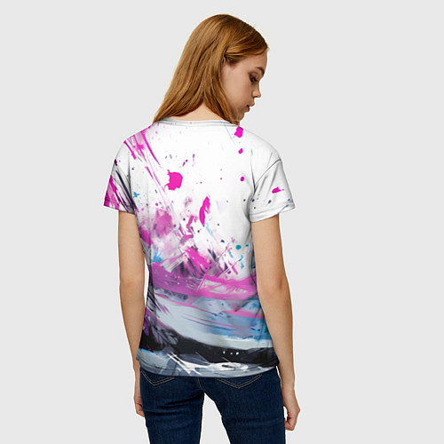 Женская футболка Злой медведь и краски / 3D-принт – фото 4