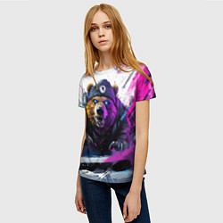Футболка женская Злой медведь и краски, цвет: 3D-принт — фото 2