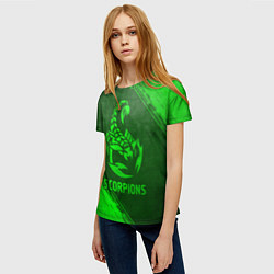 Футболка женская Scorpions - green gradient, цвет: 3D-принт — фото 2