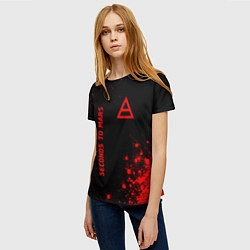 Футболка женская Thirty Seconds to Mars - red gradient вертикально, цвет: 3D-принт — фото 2