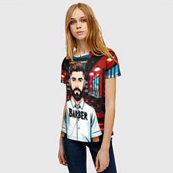 Футболка женская Барбер в барбершопе, цвет: 3D-принт — фото 2