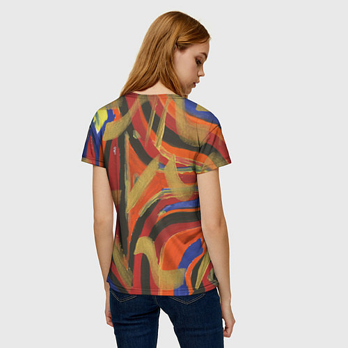 Женская футболка Zigzags on orange / 3D-принт – фото 4