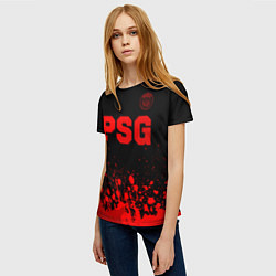 Футболка женская PSG - red gradient посередине, цвет: 3D-принт — фото 2