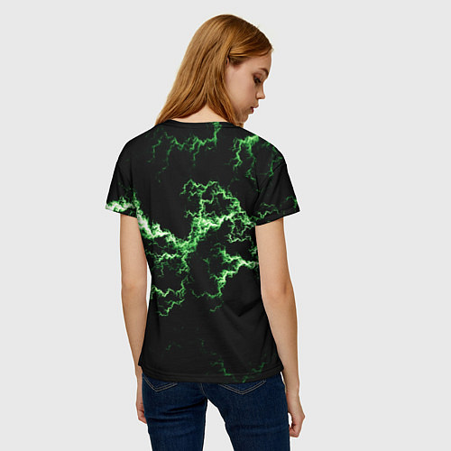Женская футболка Lightning green glow / 3D-принт – фото 4