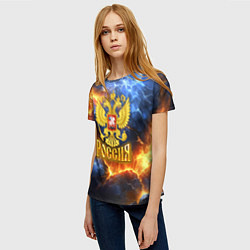 Футболка женская Россия герб и огонь, цвет: 3D-принт — фото 2