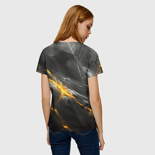 Женская футболка Россия черно-желтый фон / 3D-принт – фото 4