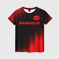 Женская футболка DanMachi - red gradient посередине