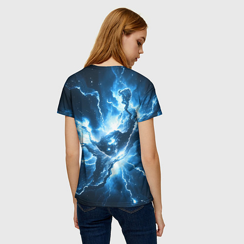 Женская футболка Бело-синяя туманность / 3D-принт – фото 4