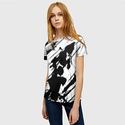 Футболка женская Брызги и штрихи черной краски, цвет: 3D-принт — фото 2