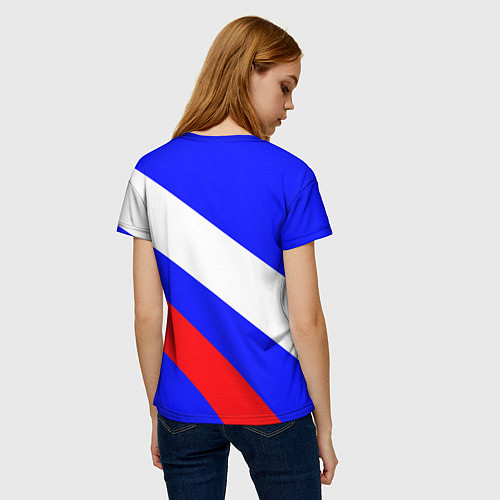 Женская футболка Россия с гербом и цветами флага / 3D-принт – фото 4