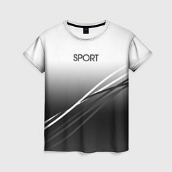 Женская футболка Sport градиент из белого в серый с полосами