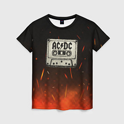 Женская футболка ACDC лого на кассете