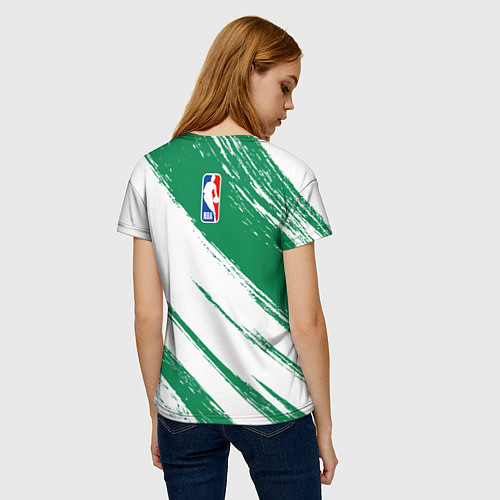 Женская футболка Boston Celtics white and green / 3D-принт – фото 4
