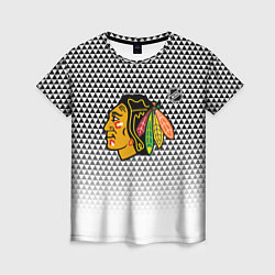 Футболка женская Чикаго Блэкхокс - геометрический паттерн с градиен, цвет: 3D-принт