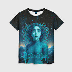 Футболка женская Билли Айлиш из волн, цвет: 3D-принт