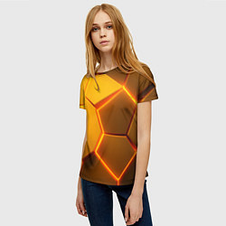 Футболка женская Желтые неоновые соты - текстура, цвет: 3D-принт — фото 2