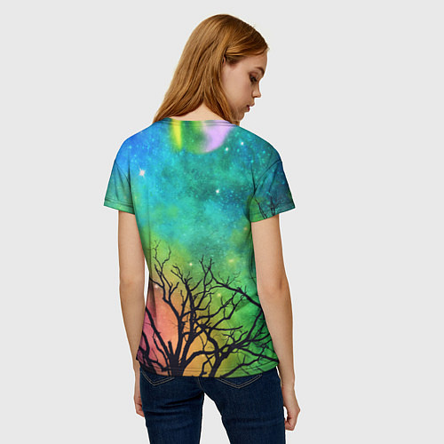 Женская футболка Bones без зрачков держит череп в руках / 3D-принт – фото 4