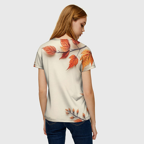 Женская футболка Лис под осенними листьями / 3D-принт – фото 4