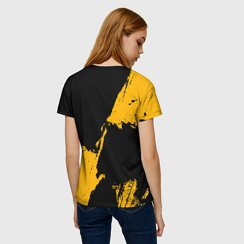 Женская футболка Голден Стэйт Уорриорз - брызги желтой краски / 3D-принт – фото 4