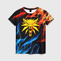 Футболка женская Ведьмак огненное лого в огне, цвет: 3D-принт