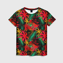Женская футболка Palm yellow red