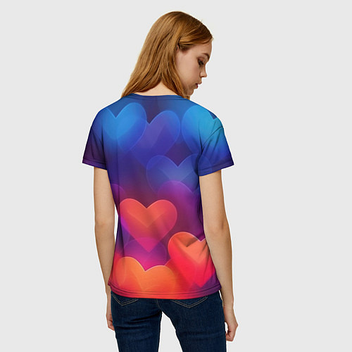 Женская футболка Lana Del Rey на фоне сердечек / 3D-принт – фото 4