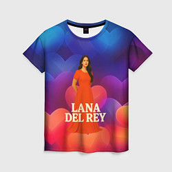 Футболка женская Lana Del Rey на фоне сердечек, цвет: 3D-принт