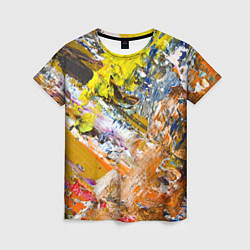 Женская футболка Живая Абстракция: Поток Цветов и Форм в Постоянном