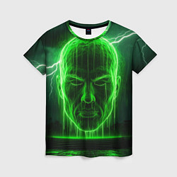 Футболка женская Неоновая голова, цвет: 3D-принт