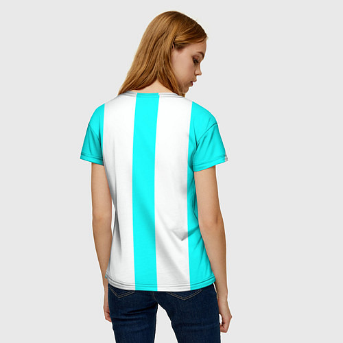 Женская футболка Color light blue white lines / 3D-принт – фото 4