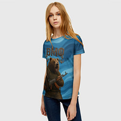 Футболка женская ВМФ Медведь с АК-47, цвет: 3D-принт — фото 2