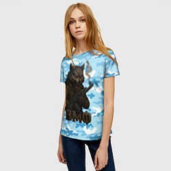 Футболка женская Волк с красными глазами ВМФ, цвет: 3D-принт — фото 2