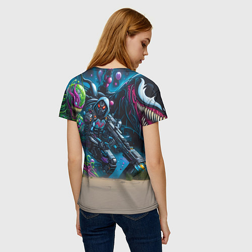 Женская футболка Пантерёнок крутой скейтбордист на фоне граффити / 3D-принт – фото 4