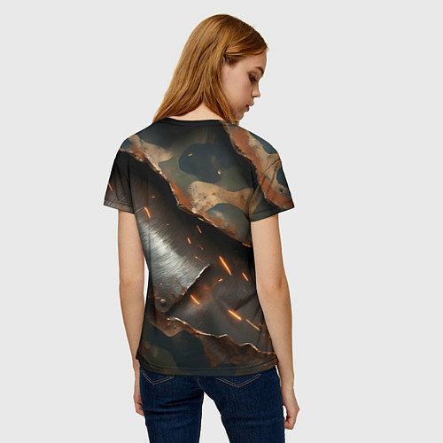 Женская футболка ВМФ медведь у штурвала на фоне камуфляжа / 3D-принт – фото 4
