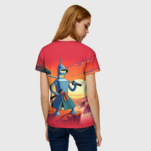 Женская футболка Бендер ниндзя в Японском пейзаже / 3D-принт – фото 4