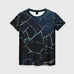 Женская футболка Тёмный чёрно-синий битые плиты
