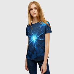 Футболка женская Синий камуфляж со вспышками, цвет: 3D-принт — фото 2