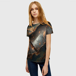 Футболка женская Камуфляжная ткань на металлической пластине, цвет: 3D-принт — фото 2