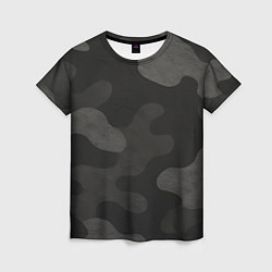 Футболка женская Черно-серый камуфляж, цвет: 3D-принт