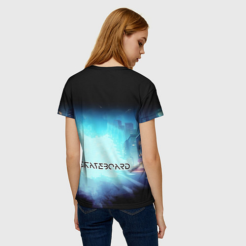 Женская футболка Bender is a skateboarder in neon street - ai art / 3D-принт – фото 4