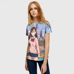 Футболка женская Сиратори Айра злая - Дандадан, цвет: 3D-принт — фото 2